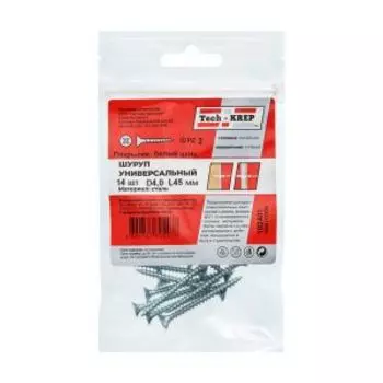 Саморез универсальный оцинкованный TECH-KREP, потайная головка, 4х45мм, 14шт