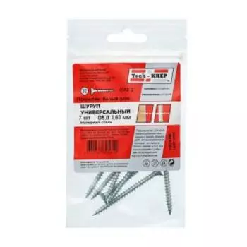 Саморез универсальный оцинкованный TECH-KREP, потайная головка, 5х60мм, 7шт