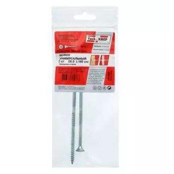 Саморез универсальный оцинкованный TECH-KREP, потайная головка, 6х140мм, 2шт