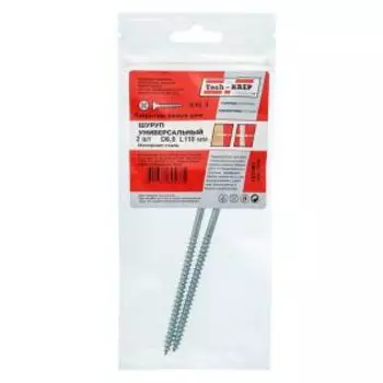 Саморез универсальный оцинкованный TECH-KREP, потайная головка, 6х110мм, 2шт
