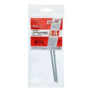 Саморез универсальный оцинкованный TECH-KREP, потайная головка, 6х130мм, 2шт