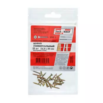 Саморез универсальный, потайная головка, TECH-KREP, 2,5х16мм, 25шт