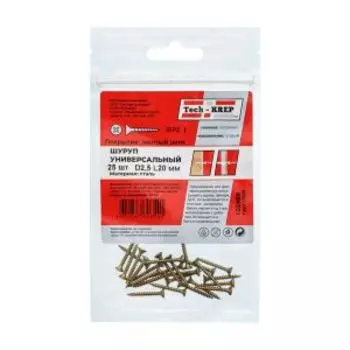 Саморез универсальный, потайная головка, TECH-KREP, 2,5х20мм, 25шт