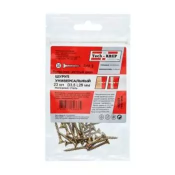 Саморез универсальный, потайная головка, TECH-KREP, 3,5х25мм, 23шт