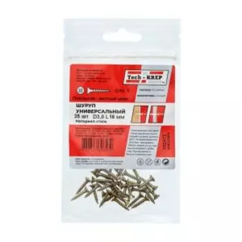 Саморез универсальный TECH-KREP, 3х16мм, потайная головка, 35шт