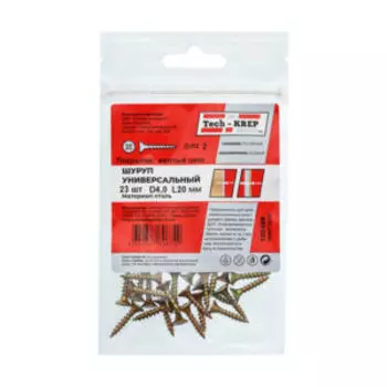 Саморез универсальный TECH-KREP, 4х20мм, потайная головка, 23шт