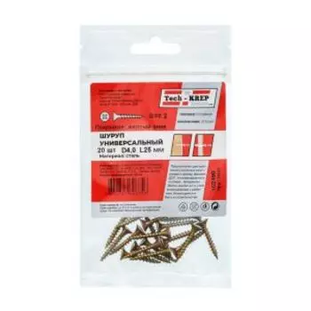 Саморез универсальный TECH-KREP, 4х25мм, потайная головка, 20шт