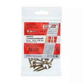 Саморез универсальный TECH-KREP, потайная головка, 5х25мм, 14шт