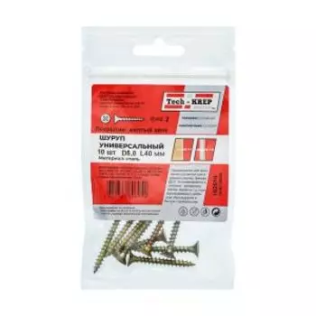 Саморез универсальный TECH-KREP, потайная головка, 5х40мм, 10шт