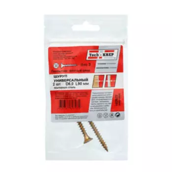 Саморез универсальный TECH-KREP, потайная головка, 6х90мм, 2шт