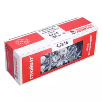 Саморезы для тонких пластин с буром, 4,2x16мм, белый, белый цинк, 200шт