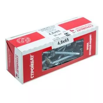 Саморезы кровельные с буром, 4,8x65мм, белый цинк, 30шт