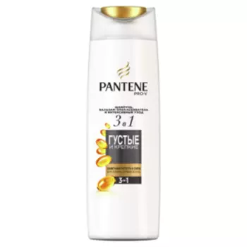 Шампунь для волос Pantene (с бальзамом/ополаскивателем) 3 в 1 Густые и крепкие, 360 мл