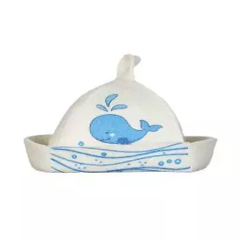 Шапка банная детская Кит, войлок, белый