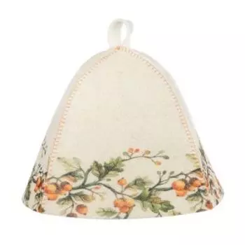 Шапка банная Дубовый венок, фетр, белый