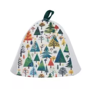 Шапка банная Елки, войлок белый синтетический