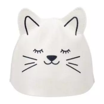 Шапка для бани и сауны детская Банные штучки Котенок, войлок, белая