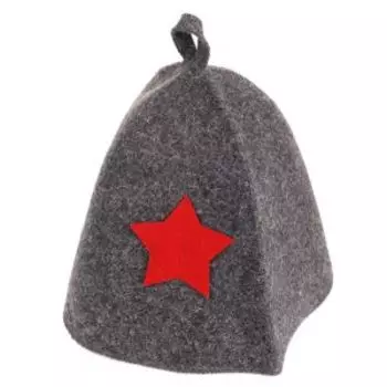 Шапка для сауны ГЛАВБАНЯ со звездой, войлок, серая