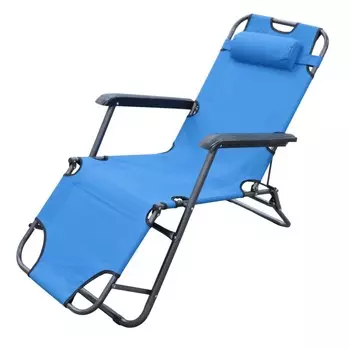 Шезлонг, 150x60x79 см, оксфорд/сталь, синий