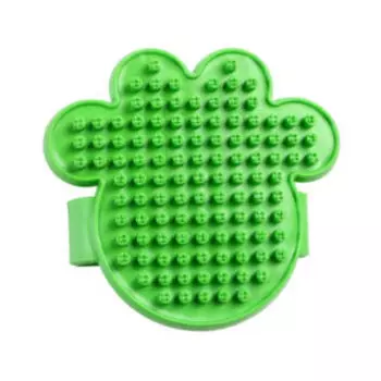 Щетка наладонник для вычесывания шерсти Пижон Лапа, 10,5 см, зеленая