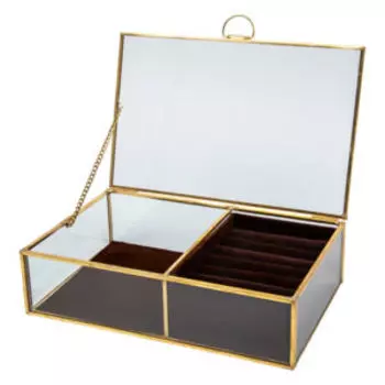 Шкатулка стеклянная для ювелирных украшений, 20х12.7х5 см