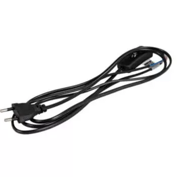 Шнур Ecola base с выключателем и плоской вилкой, 2 м, 0.75 мм, 6 А, 230 В, черный