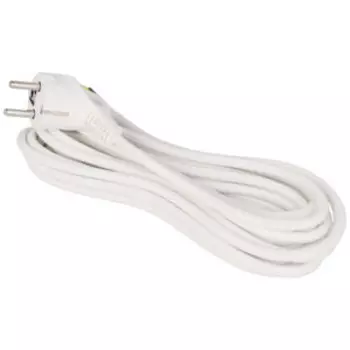 Шнур сетевой с вилкой ЭРА, с заземлением, 5 м, ПВС 3x0,75 мм2, белый