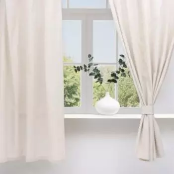 Штора для кухни Доляна My Magic Kitchen, 2 шт, 149х180 см, с подхватами, рогожка, бежевый