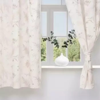 Штора для кухни Этель Flower Herbarium, 2 шт, 149х180 см, с подхватами, репс, бежевый/серый