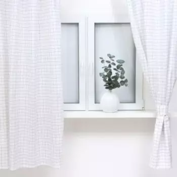 Штора для кухни Этель Harmony, 2 шт, 150х180 см, с подхватами, рогожка, белый