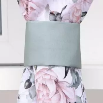 Штора для кухни Этель Пионы, 2 шт, 145х180 см, с подхватами, полиэстер, белый/розовый