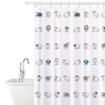 Штора для ванной Funny Sheep Textile с утяжелителем, 180х180 см, 12 колец, белый