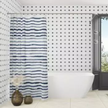 Штора для ванной комнаты Акварельные полосы, 180х180 см, полиэстер