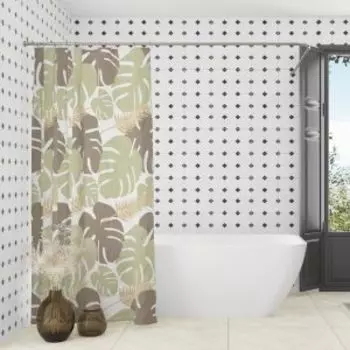Штора для ванной комнаты Монстера, 180х180 см, полиэстер