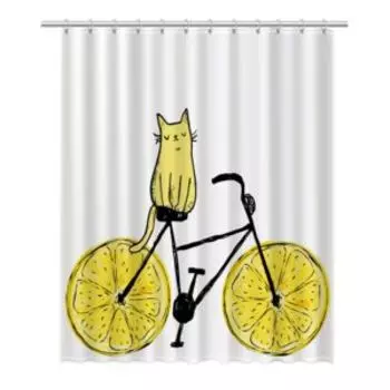 Шторка для ванной Cat, 180x200 см, с утяжелителем, белый, полиэстер