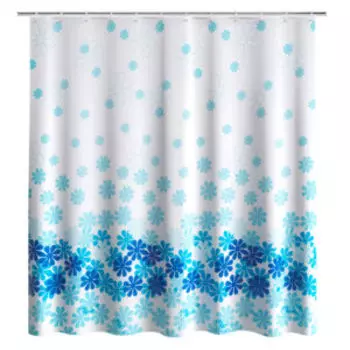 Шторка для ванной Цветочный дождь, голубая