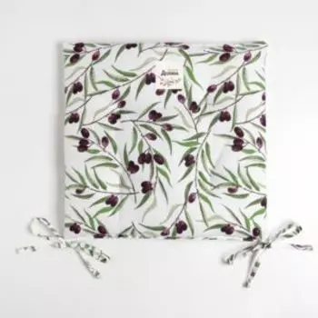 сидушка на стул ДОЛЯНА Olives, 42х42см, рогожка 164г/м2, хлопок 100%