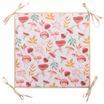 Сидушка с завязками Хаски Home Грибочки, 34х34 см, рогожка