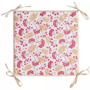 Сидушка с завязками Хаски Home Рябинка, 34х34 см, рогожка