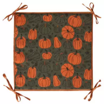 Сидушка с завязками Хаски Home Зеленая тыква, 34х34 см, рогожка