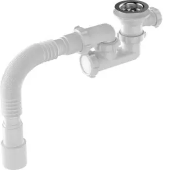 Сифон Aquant для душевого поддона 1 1/2 х40, регулируемый с металлической решеткой с гофротрубой 40х40/50