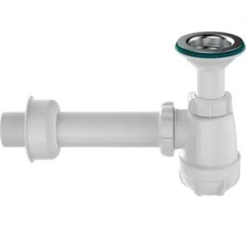 Сифон Aquant для умывальника 1 1/2 х40, с удлинённой горловиной, с металлической решеткой, с прямой трубой d 40