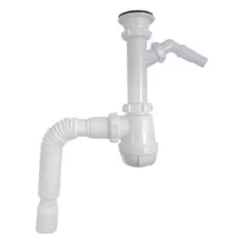 Сифон большой с отводом для стиральной машины 1 1/2х40 и гибкой трубой