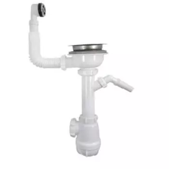 Сифон для мойки 3 1/2х40 с отводом и круглым переливом