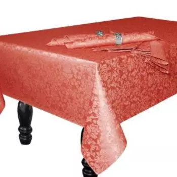 скатерть 110х150 см, цвет коралловый, 88% пэ,12% хлопок, тефлон