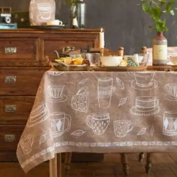 Скатерть Доляна Cup of tea, 220х144 см, рогожка