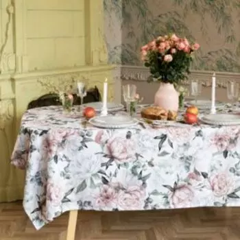 Скатерть Доляна Пионы, 145х180 см, полиэстер