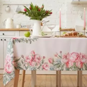 Скатерть Доляна Уellow flowers, 145х220 см, полиэстер, в ассортименте