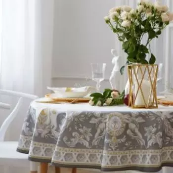 Скатерть Этель Classic style, 220 см, саржа, хлопок, серый
