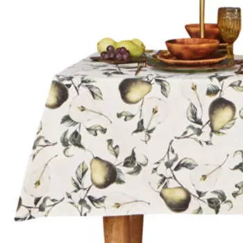 Скатерть Этель Груши, 149х220 см, саржа 190г/м2, хлопок, зеленый